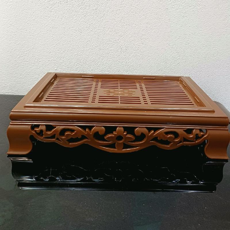 khay trà đựng ấm chén nhựa giả gỗ size to