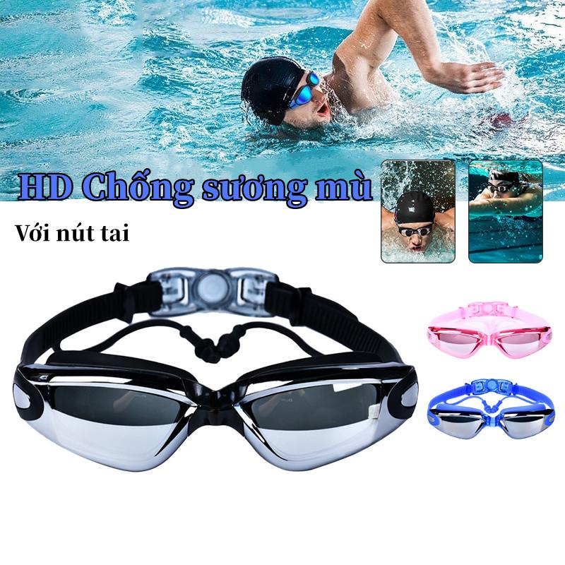Kính bơi tráng gương chống sương mù chống nước có nút bịt tai,mắt kiếng bơi tráng gương dành cho người lớn Phụ Kiện Sport