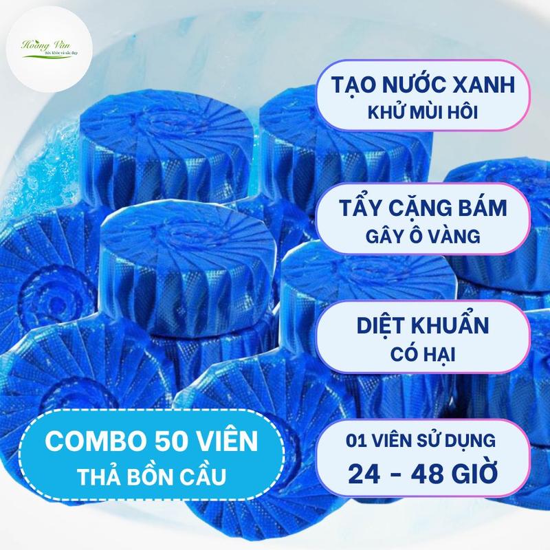50 Viên thả bồn cầu tạo nước xanh khử mùi diệt khuẩn Làm Sạch