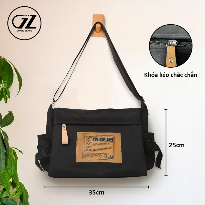 Túi Đeo Vai, Túi Tote Nữ, Túi Đi Học Thêm, Túi Canvas Chống Nước, Đi Học, Đi Chơi, Có Hai Màu Đen Và Trắng Be, Thiết Kế Trẻ Trung Hiện Đại, Đựng Được Laptop 14 inch Bag Chữ Nhật 1