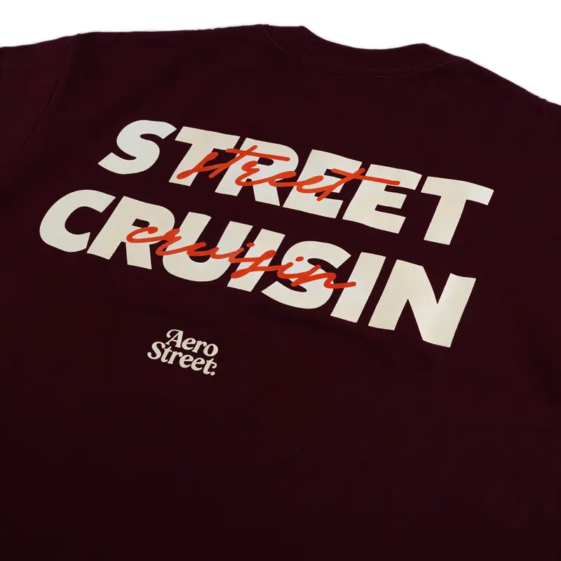 Aerostreet T Shirt Oversize Street Cruisin Maroon Kaos FbDAA 2