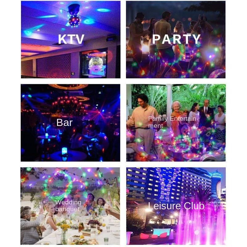 Product Introduction of KTV flash lantern colorful rotating light bulb automatic color-changing colorful light home dance table light audio light, ambient light, neon light 12