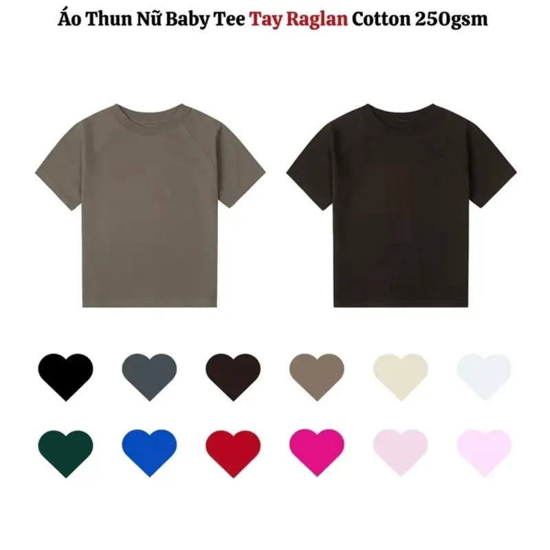 Áo babytee raglan cotton 250gsm chất cotton thấm hút, định lượng cân đối - Unisex 1