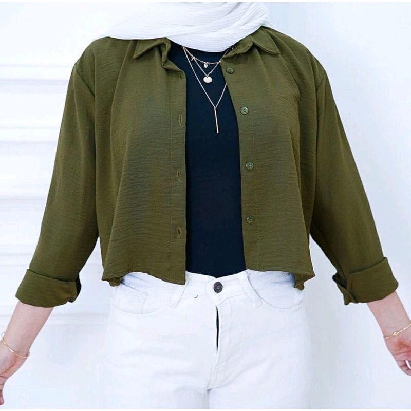 KEMEJA CROP CRINKLE KEKNIAN/GAYA KOREAN STYLE 2