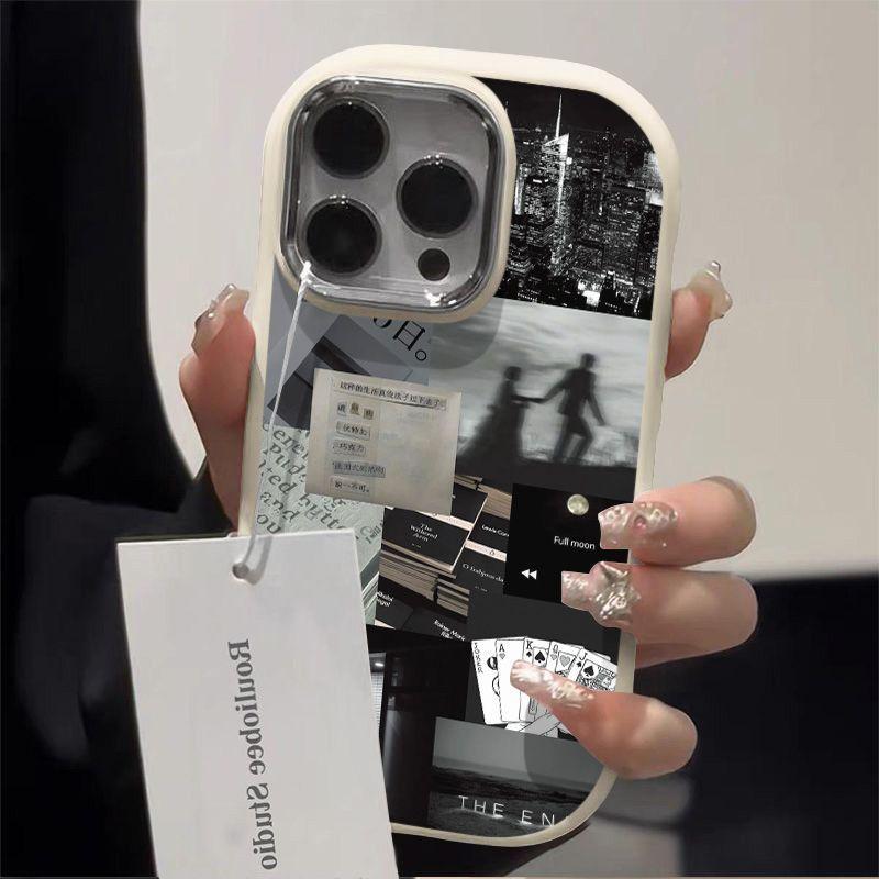 Cocok untuk casing ip11 kasus ponsel ip 7/8plus/12/13/14/15pro max softcase Kepribadian sederhana dengan kehidupan seni yang kreatif tahan air penutup pelindung hp silikon cover case 1