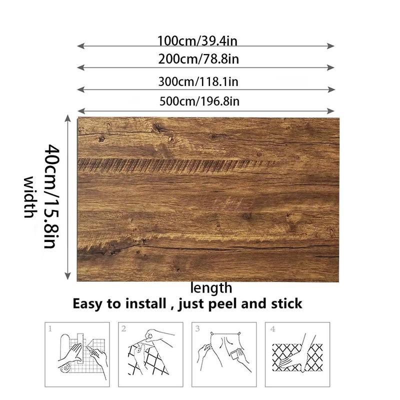 Rustic Wood Grain Pattern Stick and Peel Wallpaper (1 Roll), Self-adhesive Removable Contact Paper, Decorative Wallpaper for Living Room Bedroom 1