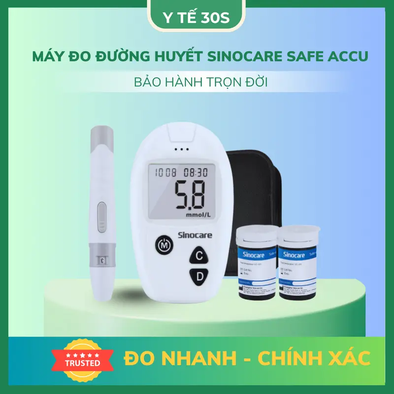 Máy Đo Đường Huyết SINOCARE Safe Accu Đo Nhanh Chính Xác Bảo Hành Trọn Đời may do duong huyet 0