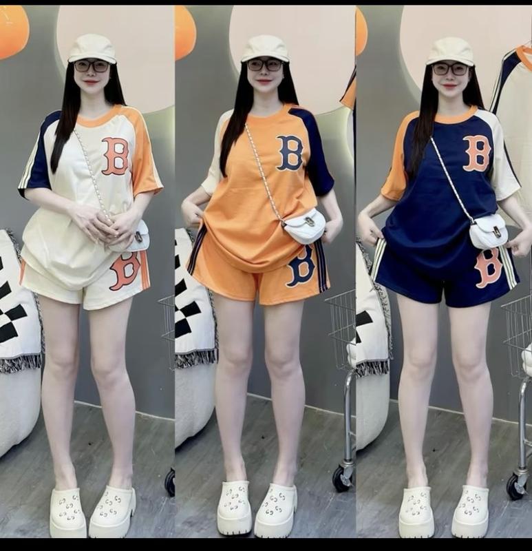 bộ thể thao phối tay chữ B chất cotton nam nữ , set bộ thể thao phối tay chữ B hình in 5D Sport Chạy Bộ Yoga Tập Yoga Thể Dục Dài Tay Tập Gym Tập Thể Dục