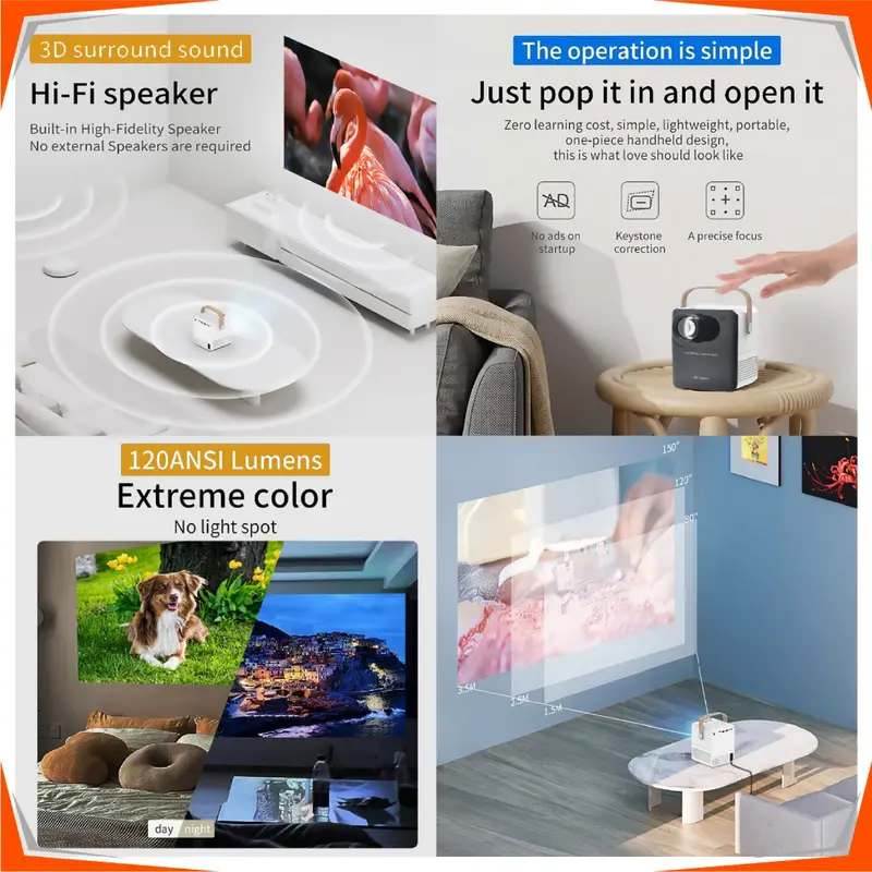 Proyektor Android Smart Projector UltraHD 4K 1024 Screenless TV 1