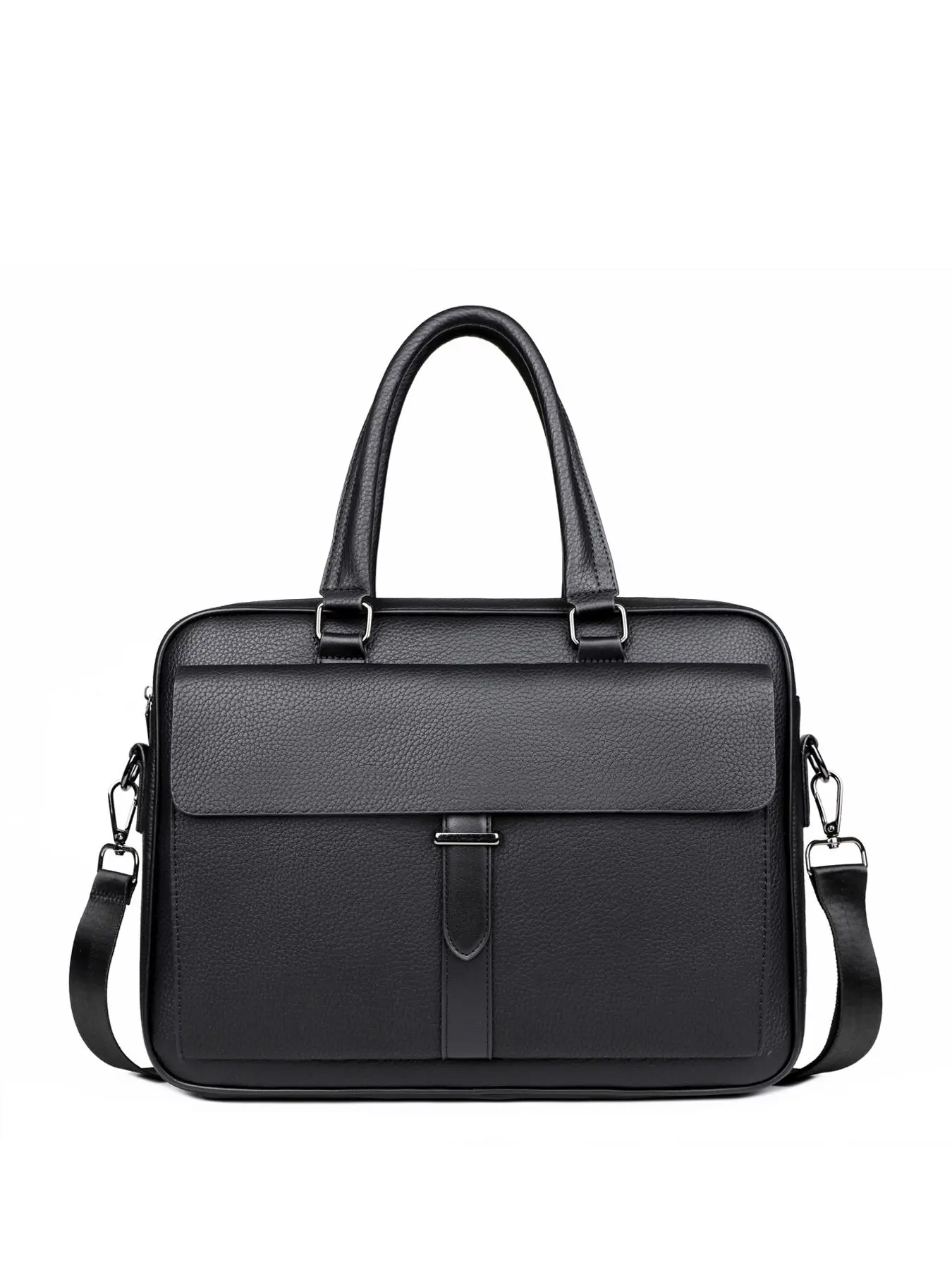 Men's Business Solid Color Zipper Briefcase, Fashionable PU Leather Laptop Bag for Work & Daily Used, Casual Trendy Versatile High-quality Daily Commuting Bag