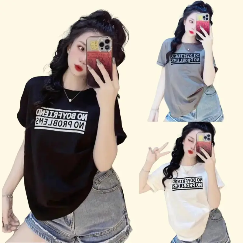 Áo Thun Cotton Thái Nữ FORM RỘNG, FORM VỪA 40~75kg Mềm Mịn Mát Cổ Tròn (MÃ A42 NO PRO) Voi Women Top Voan 0