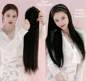 Wig Bando Cantik Wanita Simple Style Long Straight and Wavy Korean Version / Bando Wig Lucu Panjang 65 cm