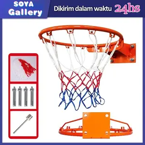 Ring Basket Dewasa/Anak Double Per Tempel Dinding Ukuran Standar Internasional untuk Indoor/Outdoor