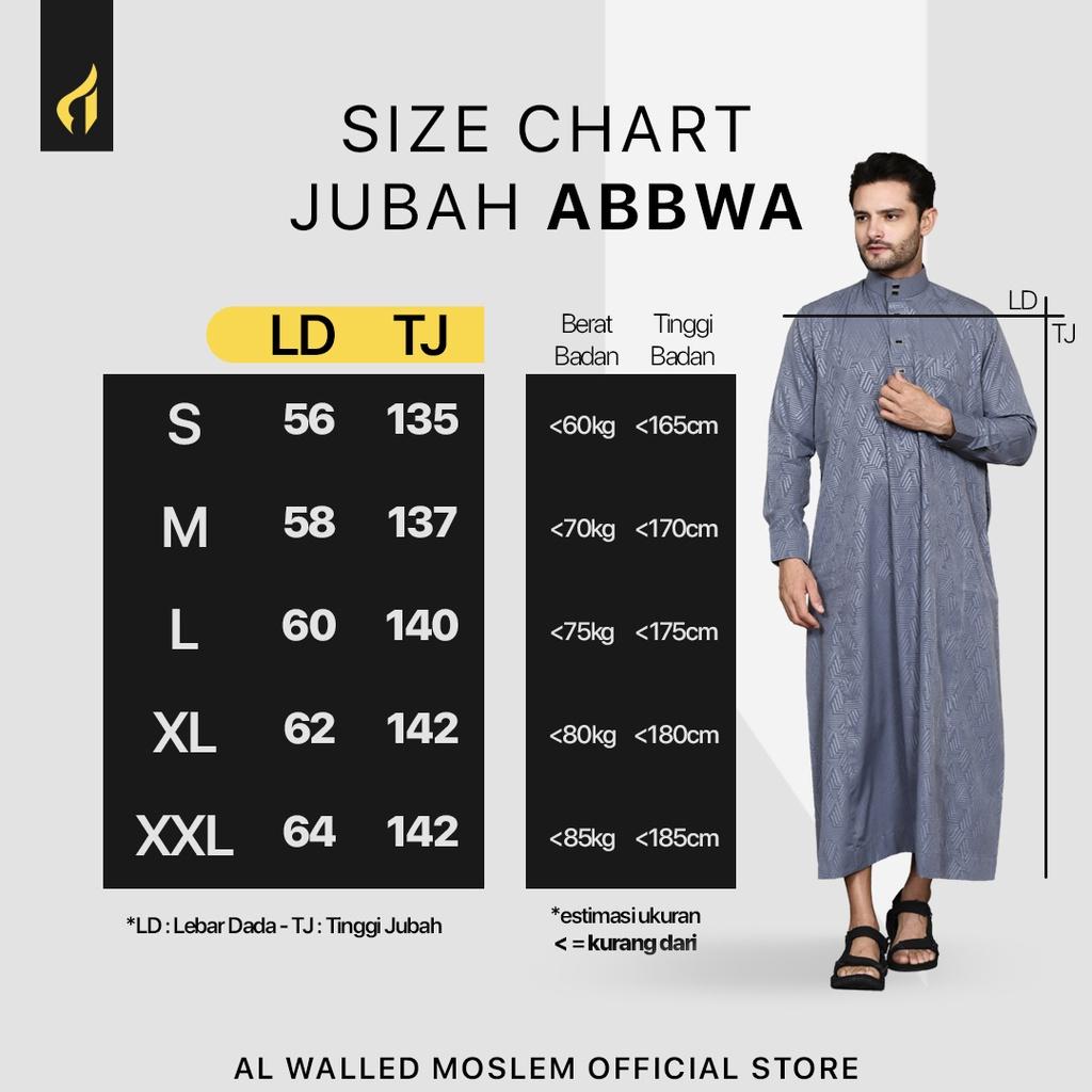 Al Waleed Moslem Jubah Pria Abbwa Motif Embos Warna Putih