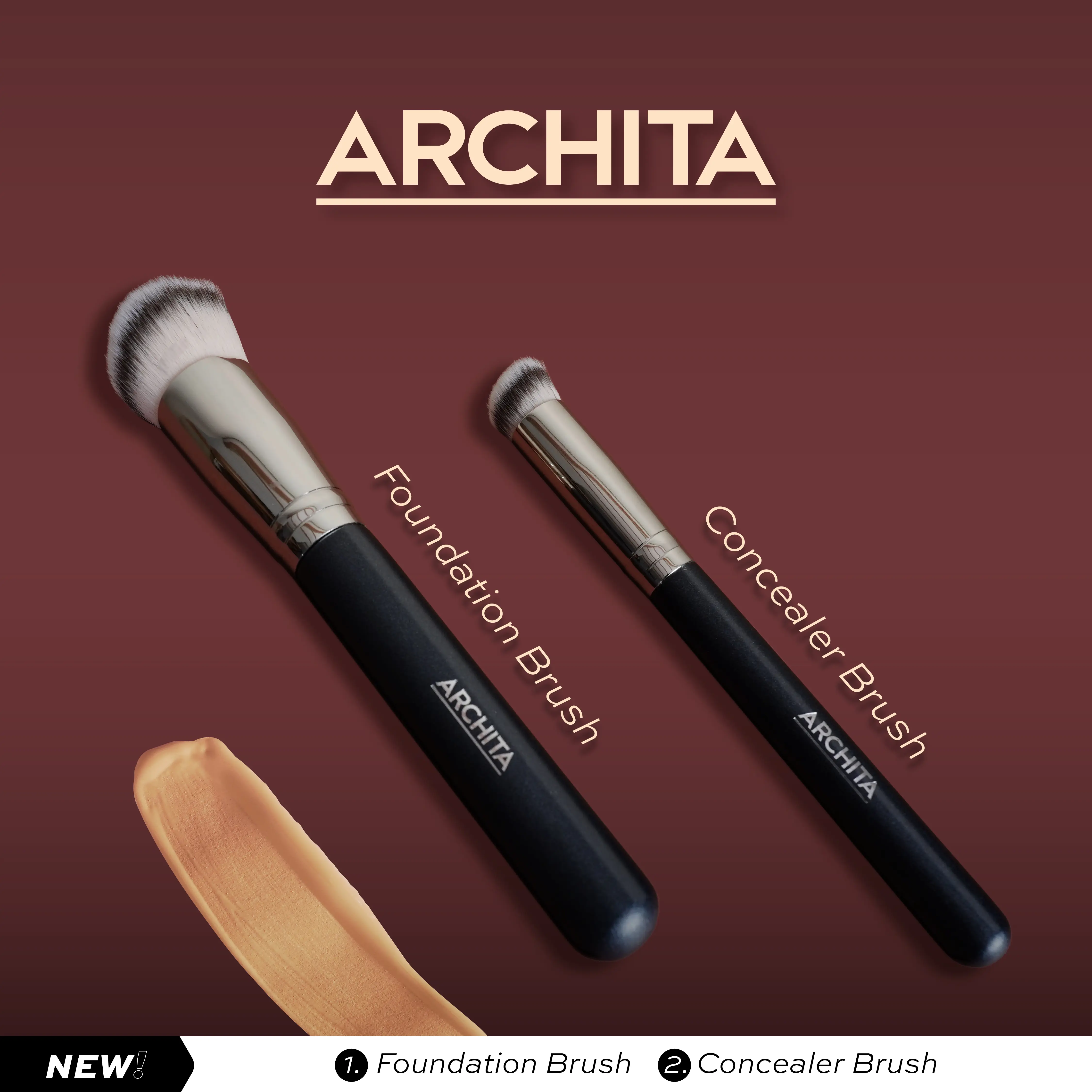 (SET) ARCHITA FOUNDATION BRUSH , CONCEALER BRUSH
