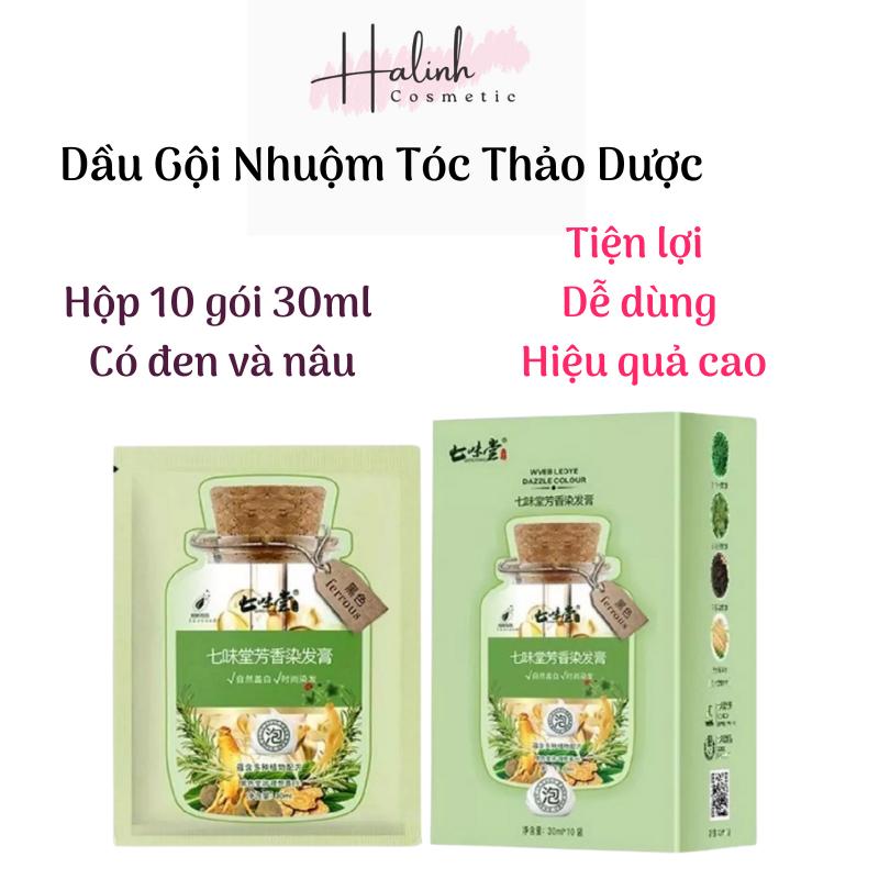   Combo 2 hộp= 20 gói  Dầu Gội Nhuộm Tóc Thảo Dược Lên Màu Đều Đẹp Dưỡng Tóc Chắc Khoẻ Tự Nhiên  30ml Gói  