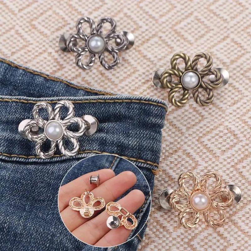 Product Introduction of Flower Shape Waist Buckles for Loose Jeans Skirts DIY Clothes Accessories Waist Closing Artifact Sewing-free Adjustable Retractable Floral Snap Button 18