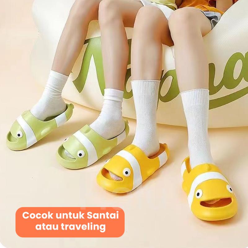 Product Introduction of 【MADE IN INDONESIA】HALU Sendal Anak Laki Laki Sandal Slop Motif Ikan Nemo Lucu Prempuan Laki - Laki Selop Anak Size 24-35 HSN152 27