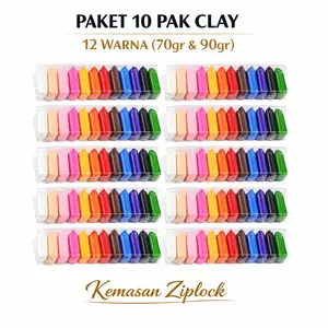 Paket 10 Pak Clay Mainan Anak Clay Polymer Murah Clay isi 12 Warna UltraLight Clay Murah