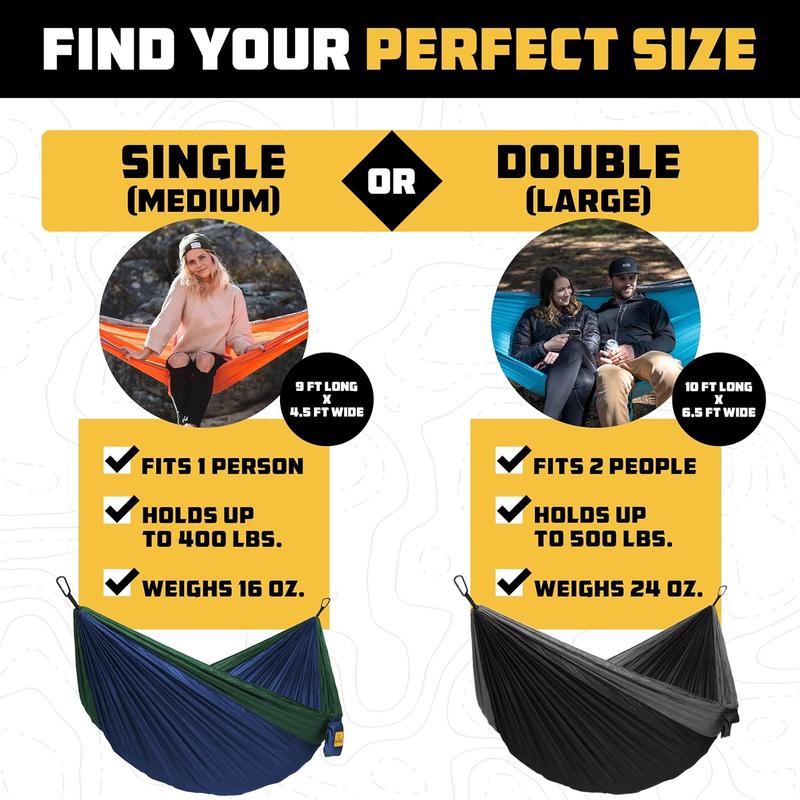 Outfitters Hammock for Camping Double Hammocks Gear for The Outdoors Backpacking Survival or Travel - Portable Lightweight Parachute Nylon DO Green & Khaki 1