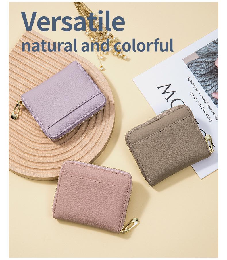 Product Introduction of New Genuine Leather Multi-Functional Short Wallet Women's Niche Coin Pocket Card Holder 12