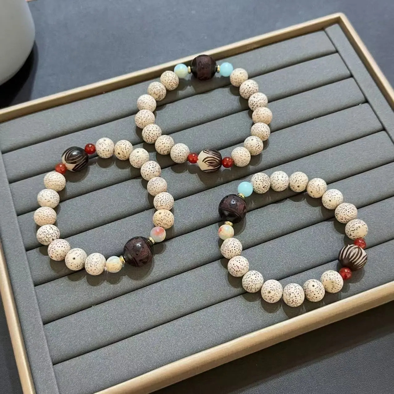 PSY Xingyue Bodhi + Bodhi Root Lotus + Rosewood Six-Word Mantra Bracelet Fashion Cultural Play for Men and Women Original Hand Play