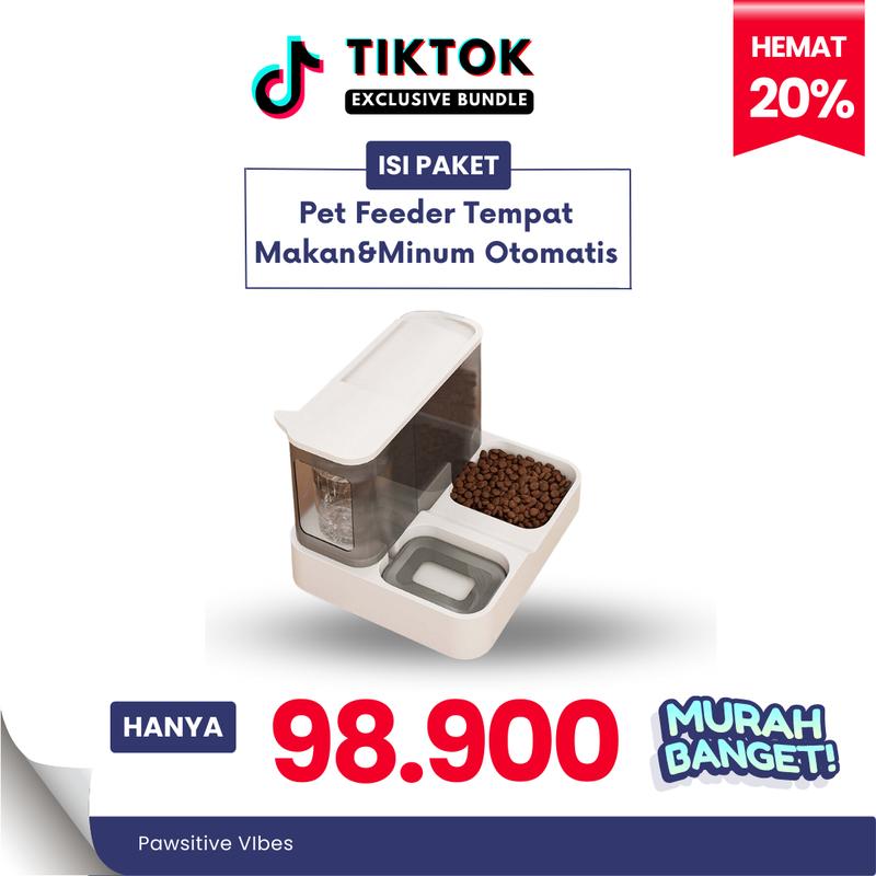 Pet Feeder Otomatis 2 in 1 - Tempat Makan Anjing/Kucing Dispenser Minum Hewan - Dispenser Makan Dan Minum Automatic Untuk Anjing Dan Kucing 0