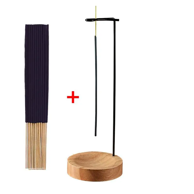 Incense Holder with Incense Stick, 1 Set Including 1 Count Iron Art Wooden Base Incense Holder & 20pcs Cherry Blossom Incense Stick, Home Fragrance for Yoga Meditation Reading Room, Scented