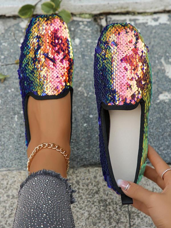 Women's Elegant Contrast Sequin Design Slip on Flats (1 Pair), Casual Soft Comfortable Flat Shoes for Spring & Fall, Fashion Shoes for Party, Daily Clothing Decor, Valentine's Day, Gift 7