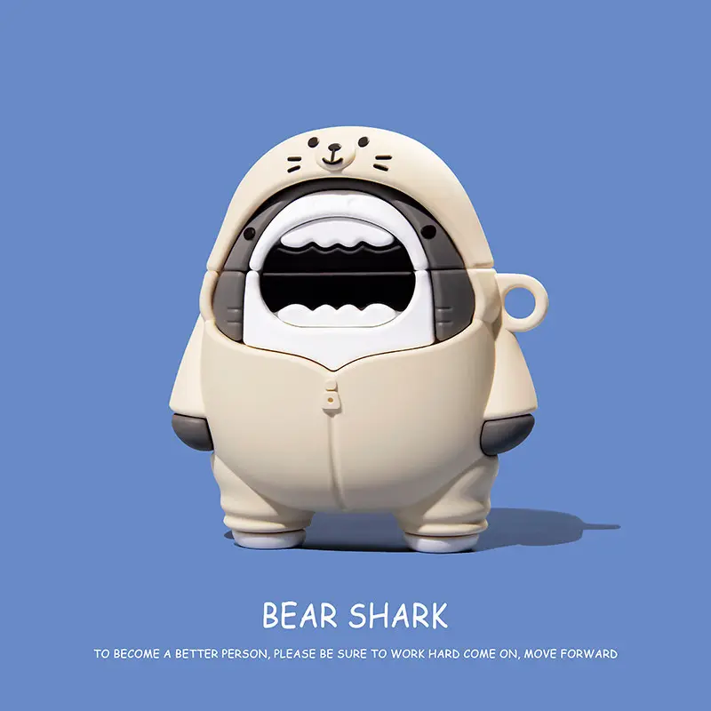 New pattern Cartoon cute Cross-dressing sweatshirt shark for Apple Airpods Pro 2 three-dimensional protective cover Air Pods 3 earphone cover Apple Air Pods1 silicone case