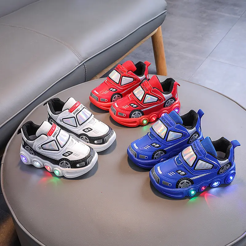 Children's Cartoon Luminous Sneaker 2024 Autumn Boy Car Running Shoes Baby Leisure Versatile Toddler Shoes Fashion