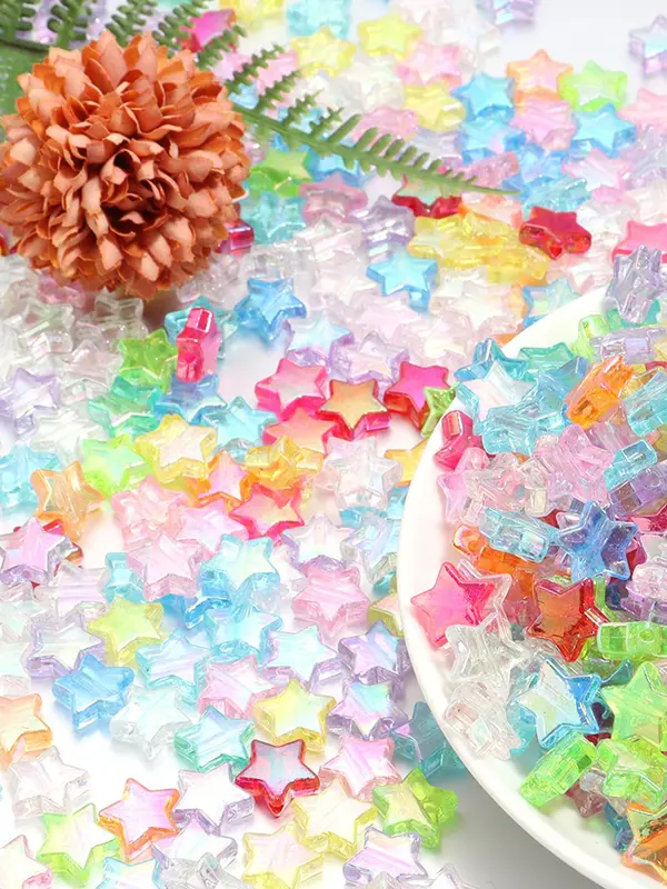 Star Shaped Beads, 100pcs Colorful Beads for Diy Necklace Bracelet, Fashion Accessories for Women & Girls, Trendy All-match & Exquisite Diy Jewelry for Birthday Gift 4