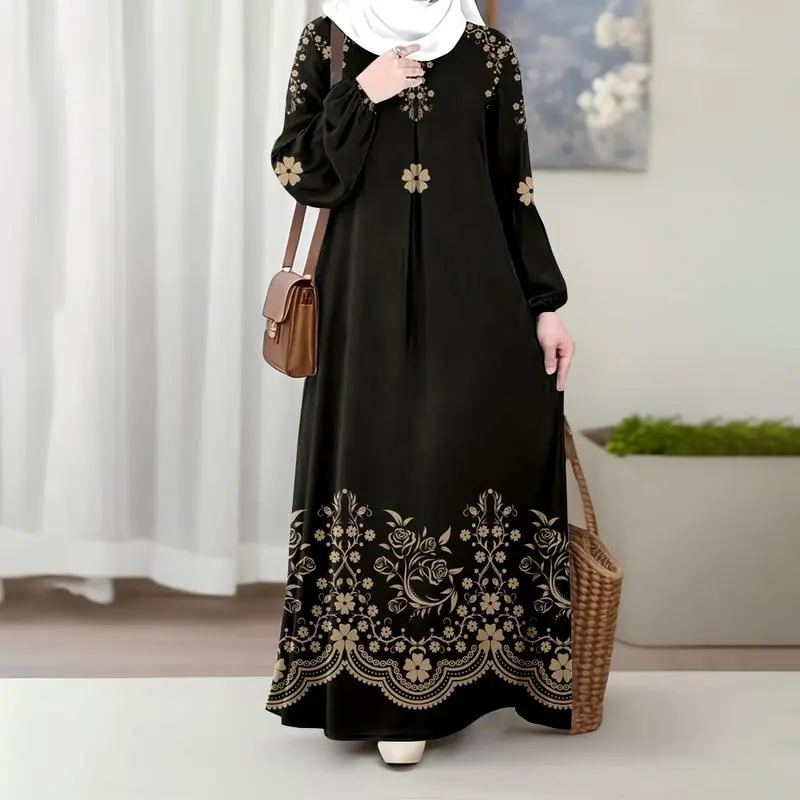 Women's dress, Muslim elegance series, Q-16, 2025 new printed series, soft  and comfortable, abaya long