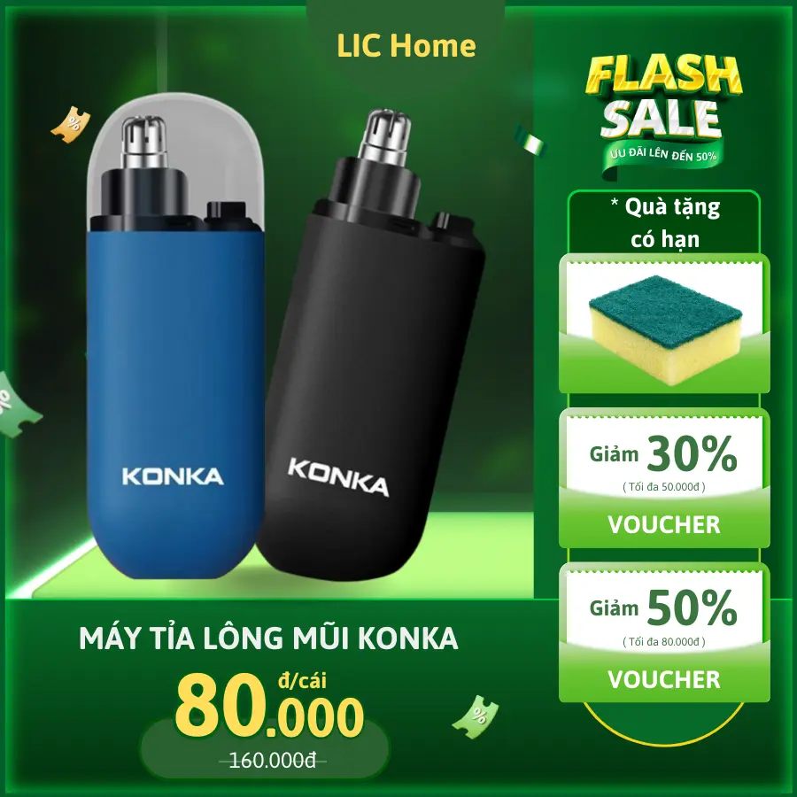 Máy Cắt Tỉa Lông Mày Lông Mũi Điện Konka Mini, Máy Cắt Lông Mũi Sạc Pin Không Đau Chống Nước Nhỏ Gọn Tiện Lợi