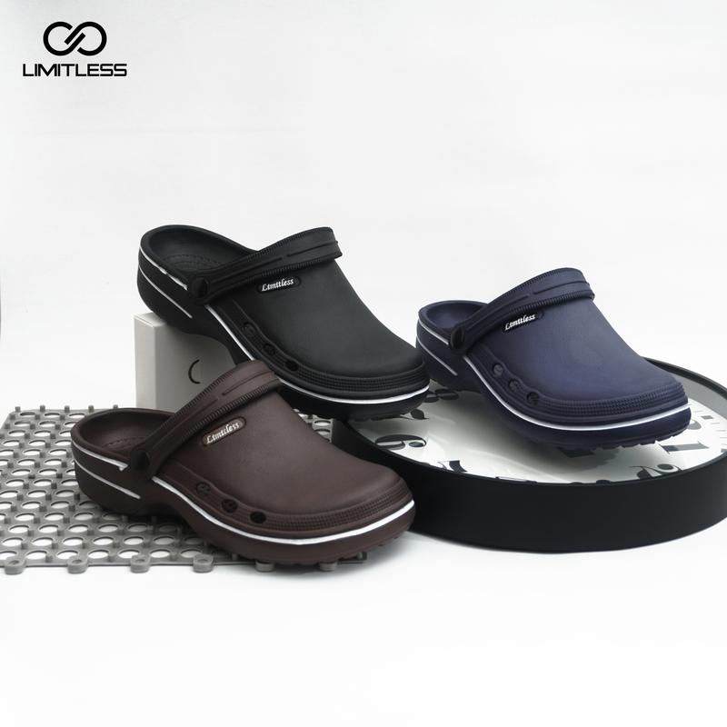 Limitless - Sandal Baim Pria Lab Terbaru Sendal Cowok Kodok Slipon Tali Belakang Tidak Pengap Bahan Berkualitas Ringan - Size 40-44 Karet 2