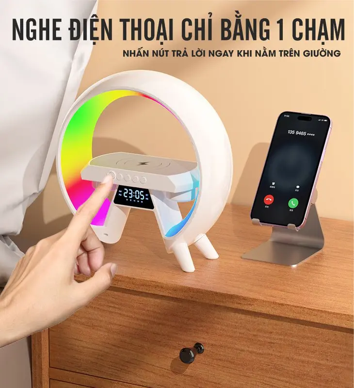 Loa bluetooth thông minh X63 , âm bass mạnh, tích hợp sạc không dây 15w , đồng hồ, đèn ngủ, âm thanh vòm 360 độ Củ Loa Nghe Nhạc 1