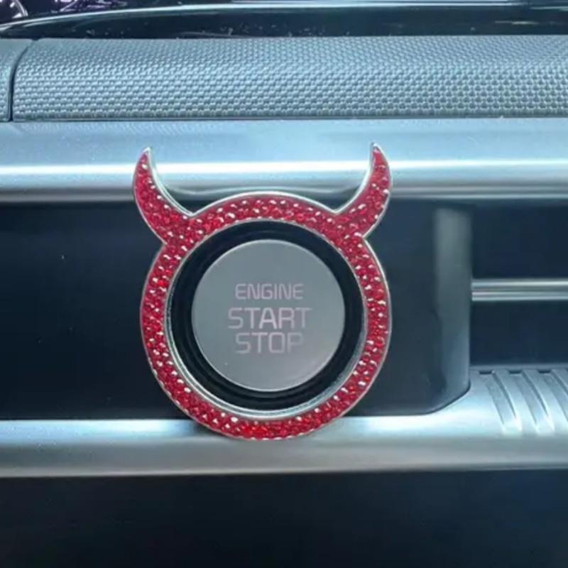 Product Introduction of Car Engine Start Stop Button Decoration, Rhinestone Decor Car Engine Start Stop Button Cover, Car Accessories for Women & Men 6