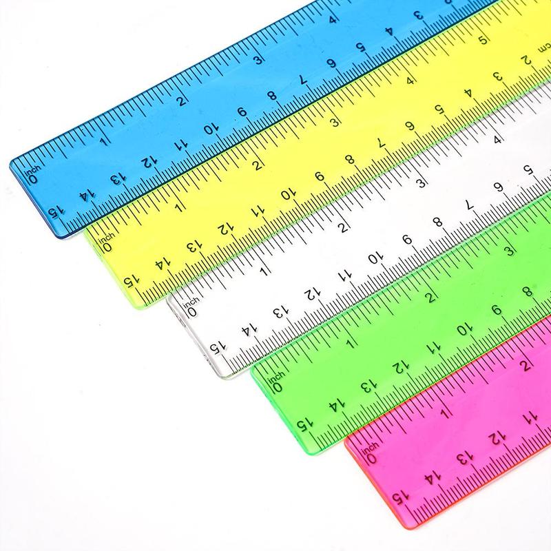 Product Introduction of 15cm Colorful Ruler, 20pcs Portable Clear Plastic Ruler, Straight Shatterproof Ruler, Math Supplies, School Office Measuring Tools 4