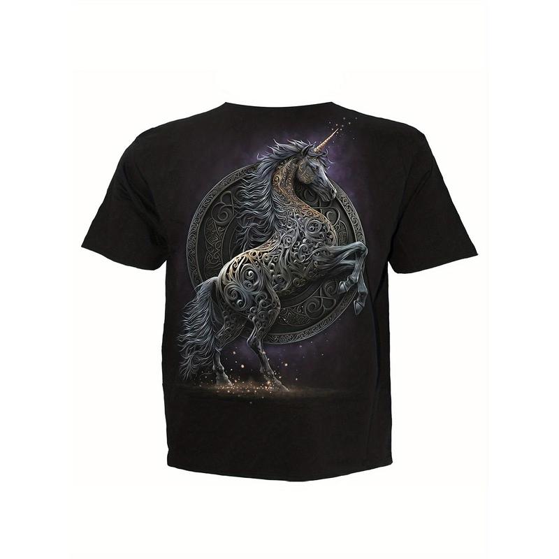 Fashionable Unicorn Patternt 3D Printed T-shirt: Durable, Elastic, Easy To Care for, Suitable for Casual or Vacation Summer Wear 2