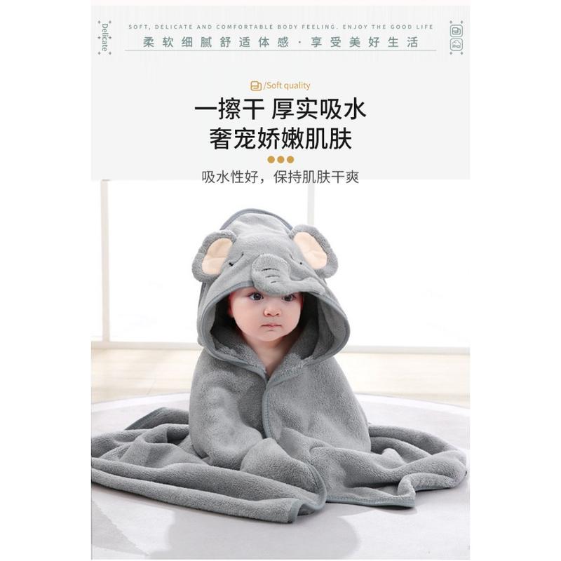 Product Introduction of Children's Bath Towel Baby Blanket Coral Fleece Embroidered Cartoon Hooded Kick-proof Cape Coral Fleece Baby Cape Bath baby  shower 3