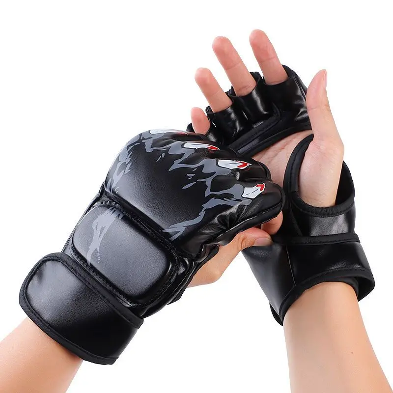 Adult Half Finger Boxing Glove Sanda Muay Thai Gloves Fighting Boxing Gloves Men and Women Adult Punching Bag Boxing Gloves