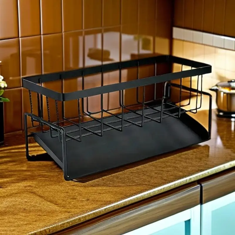 Kitchen Sink Drain Rack, 1 Count Kitchen Sink Storage Rack with Dishcloth Holder, Kitchen Sink Organizer, Kitchen Accessories, Home Organizer 5