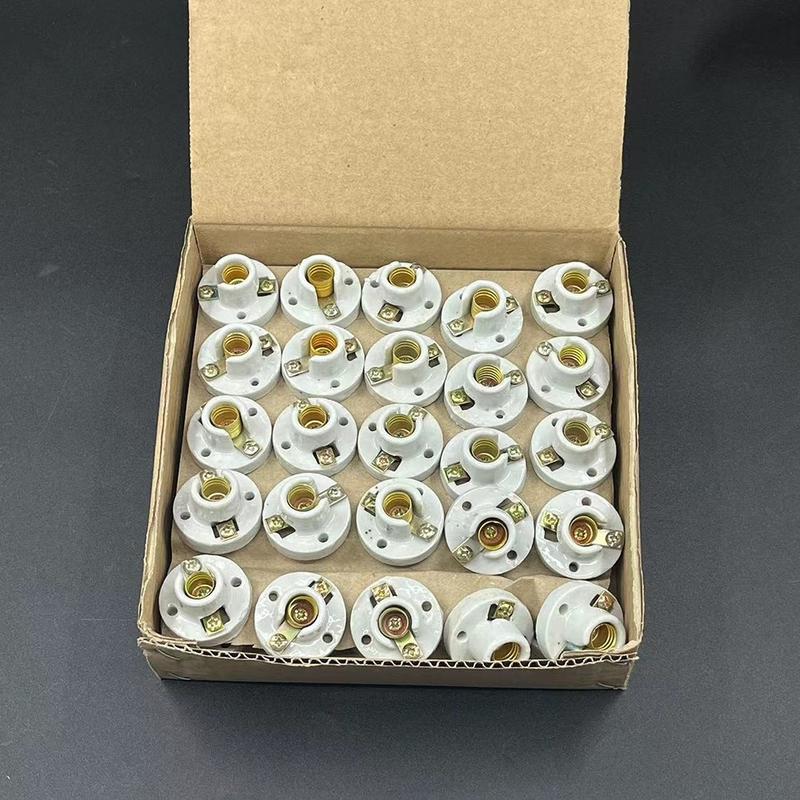 Product Introduction of [TOP SALES] 50PCS/SET E10 Porcelain Socket  Ceramic Candelabra Socket  Round Flat Lamp Holder 3