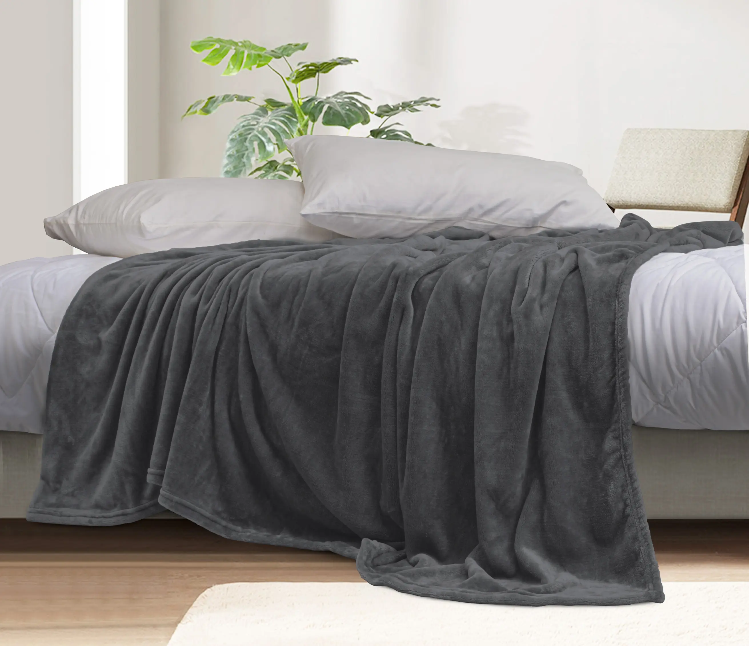 AKEMI Chăn Tuyêt Colourlush Flannel Blanket Màu Bory Charcoal