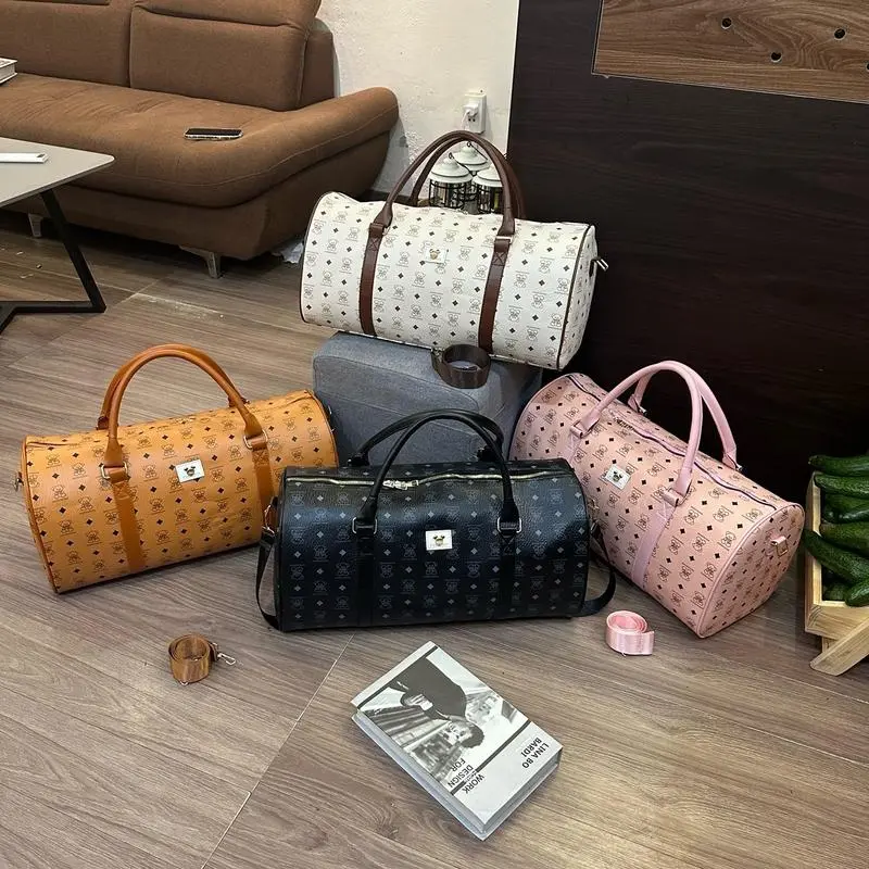 Túi trống du lịch cỡ lớn in hình gấu da pu cao cấp, chống thấm nước - BB store 1
