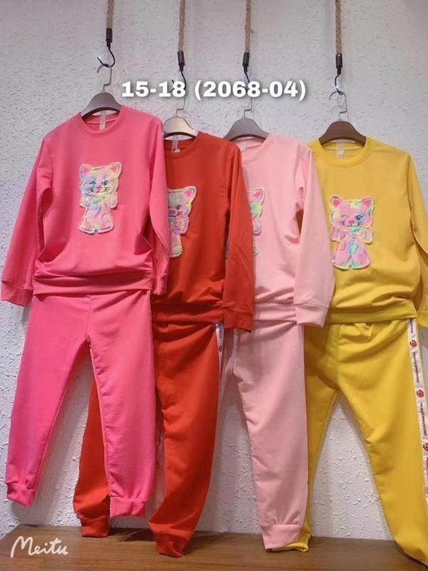 stelan anak perempuan import motif random Lengan panjang baju bordir Celana joger dengan sweater Fashion 3