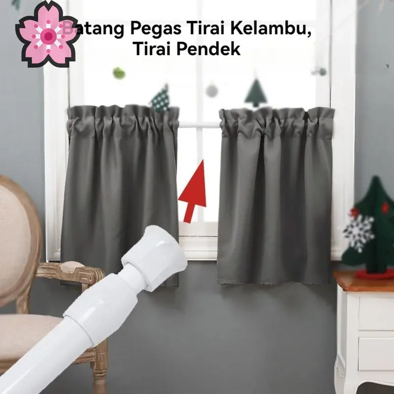 Gantungan Gorden Fleksibel Tanpa Bor - Untuk Kamar Mandi & Jemuran Pakaian - Pemasangan Mudah 1