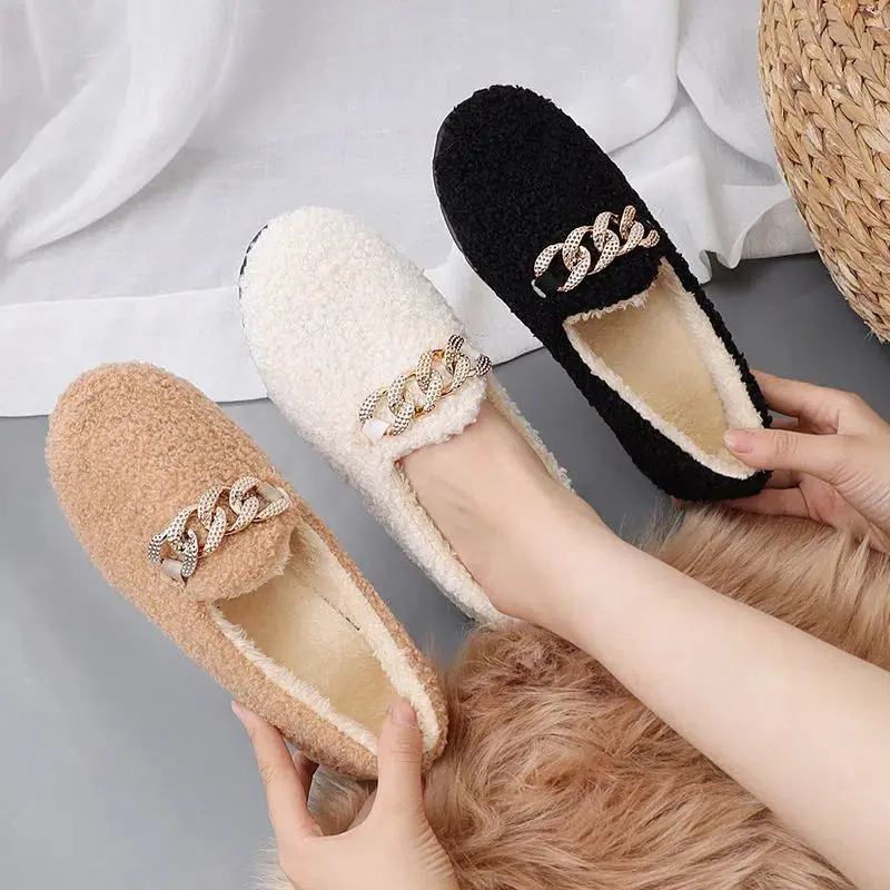 Giày Bệt Lông Mịn Gommino, Dành Cho Nữ, Mùa Thu Và Mùa Đông, Phong Cách Hàn Quốc, Đế Dày, Đế Bằng, Dễ Phối Đồ, Làm Bằng Bông, Lót Lông Cừu, Thích Hợp Cho Các Bà Mẹ Có Thể Mặc Ngoài Trời, Hàng Mới Về Năm 2024, Ấm Áp 3