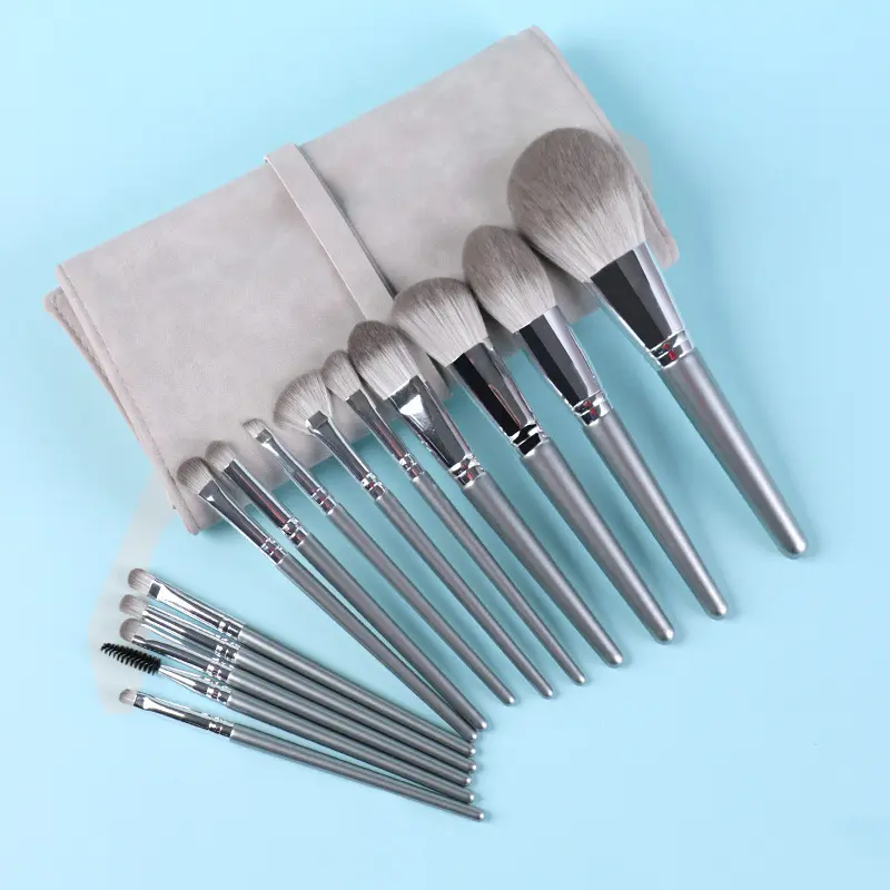 Bộ Cọ Trang Điểm 14 Cây Chuyên Makeup Cá Nhân Kèm Bao Da, Cốc Lông Siêu Mềm Mỹ Phẩm SHUSHU COSMETICS 4