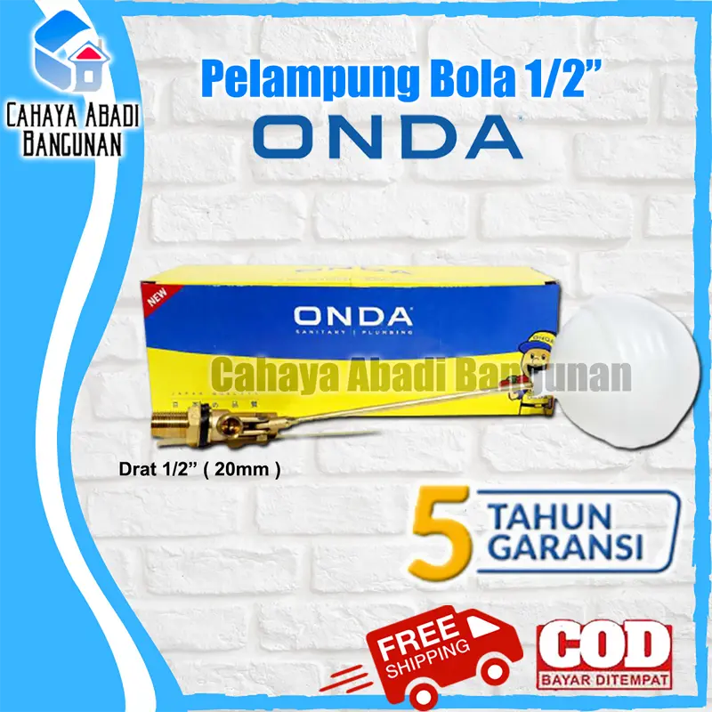 Pelampung Bola Tangki Air ONDA 1/2" - Merek ONDA, Ukuran 1/2" 0